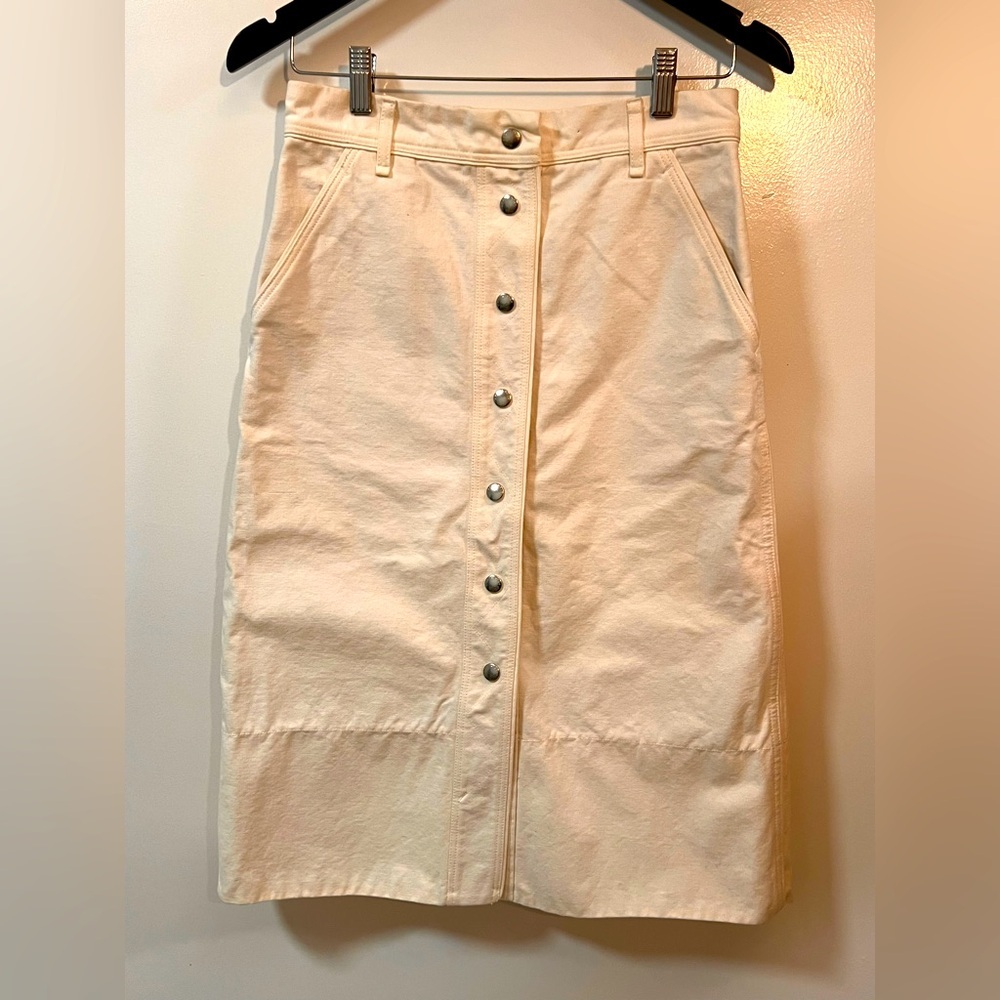 Rag & Bone Cream Button-Down Pencil Skirt